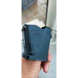 Chargette rapide Type "UP-LULA" avec LOGO PERSONNALIS&Eacute;E pour 9 mm &agrave; 45 acp. LOGO grav&eacute; &agrave; la demande.