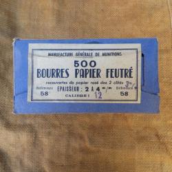 Bo&icirc;te MGM de 500 bourres cal.12 &eacute;p.3mm papier feutr&eacute;