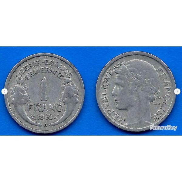 France 1 Franc 1948 B Morlon Piece Aluminium De Francs