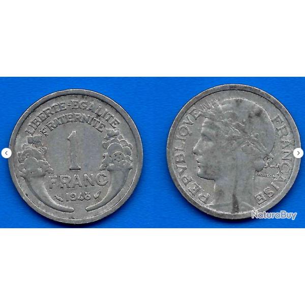 France 1 Franc 1948 Morlon Piece Aluminium De Francs