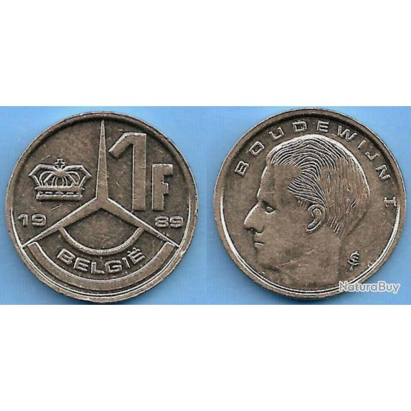 Belgique 1 Franc 1989 Piece Francs Roi