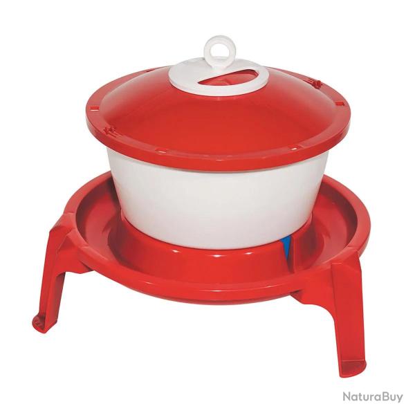 Abreuvoir seau sur pieds avec poign�e 6L pour volailles - Rouge et blanc