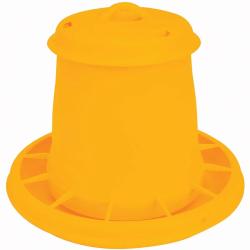 Mangeoire &agrave; tr&eacute;mie cylindrique plastique avec poign&eacute;e - 3,5 kg - Jaune