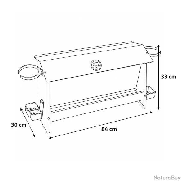 Mangeoire volailles 10kg avec 2 portes bouteilles - T�le galvanis�e - NOVITAL