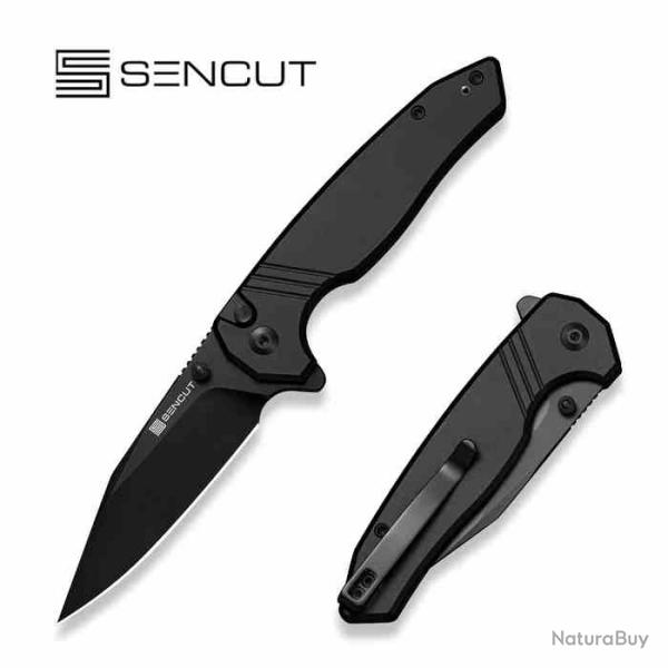 Couteau SENCUT Selkyris Lame Drop Point Acier D2 Black Manche Alu Noir Button Lock S250681