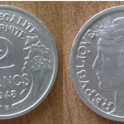 France 2 Francs 1948 B Neuve Morlon Piece Aluminium Francs