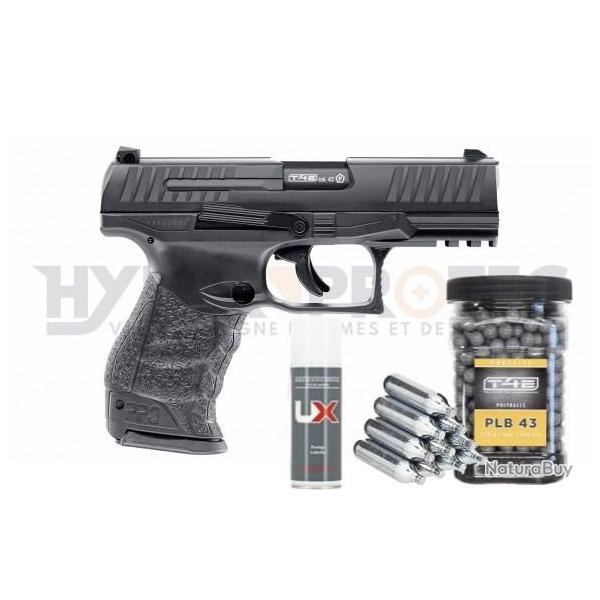 Pack Walther PPQ M2 T4E BLACK - Pistolet Balle Caoutchouc cal. 43