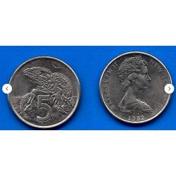 Nouvelle Zelande 5 Cents 1982 Piece Animal Dollars Dollar Cent