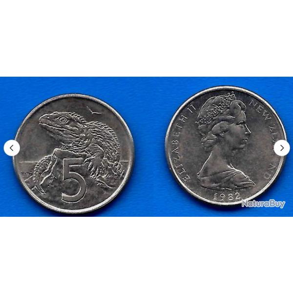 Nouvelle Zelande 5 Cents 1982 Piece Animal Dollars Dollar Cent