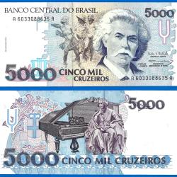 Bresil 5000 Cruzeiros 1990 Sign 29 NEUF Billet Carlos Gomes
