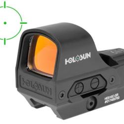 Holosun Reflex Elite 510C - R&eacute;ticule : Vert - Bouton +/- et Panneau solaire - Montage QD