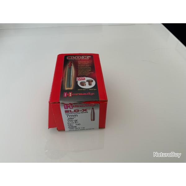 Bo�te ouverte de 87 balles Hornady ELDX 7mm 150grs