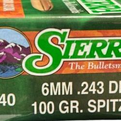 Ogives SIERRA 6mm 243 diam 100gr SPITZER x100