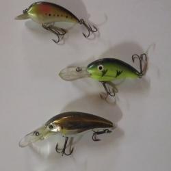 Lot de 3 poissons-nageurs bruiteurs de type Crankbaits