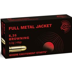 Cartouches Geco Cal.6.35 Browning FMJ 49 Grs