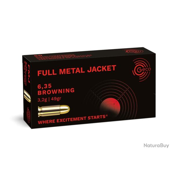 Cartouches Geco Cal.6.35 Browning FMJ 49 Grs