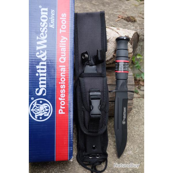 Couteau SMITH&WESSON Search & Rescue Marine Combat Lame Acier 440C Etui Nylon CKSUR1