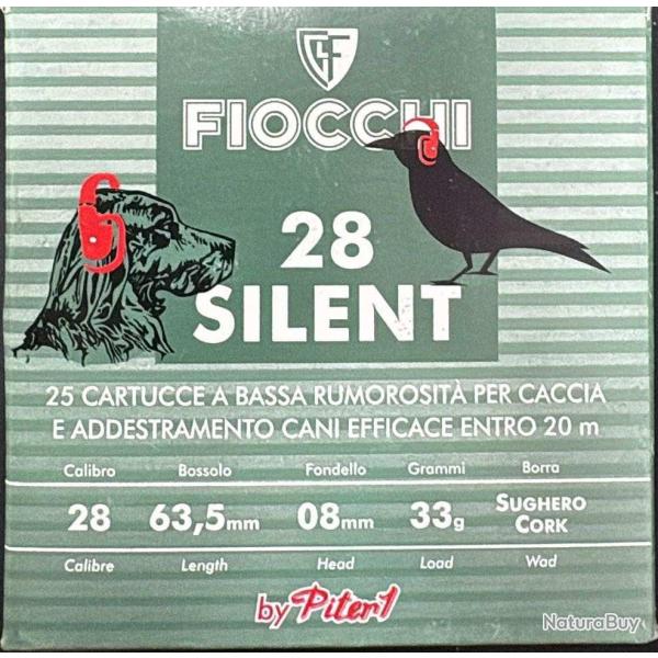 Cartouches FIOCCHI SILENT28 Calibre 28/63.5 33G n�9 bourre li�ge x25