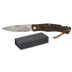Couteau  DAMASCUS  manche bois weng&eacute;  lame de 8 cm