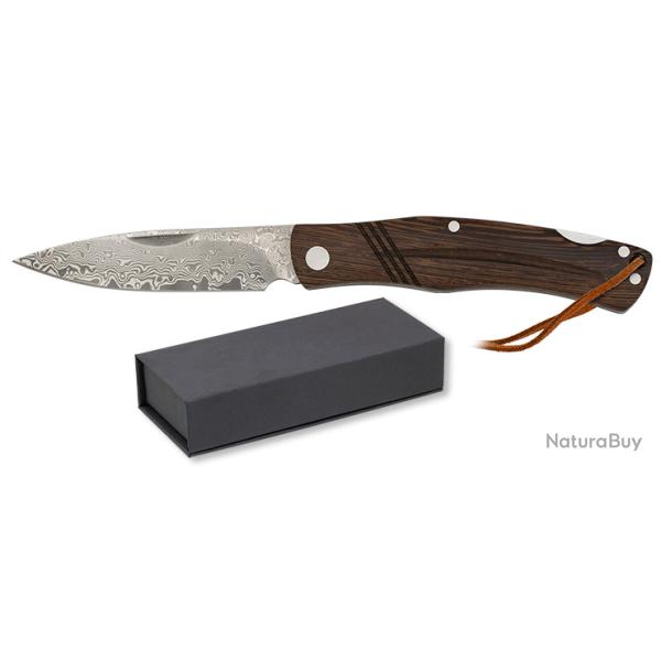Couteau  DAMASCUS  manche bois weng�  lame de 8 cm