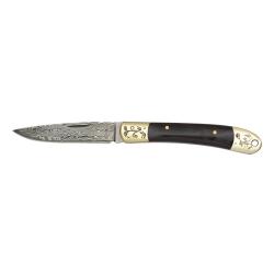 Couteau  DAMASCUS  manche Eb&egrave;ne  lame de 7.20 cm