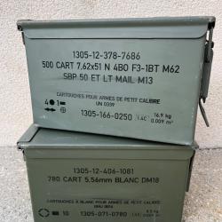 Lot de deux caisses &agrave; munitions vides kaki