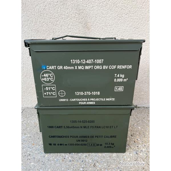 Lot de deux caisses � munitions vides vertes