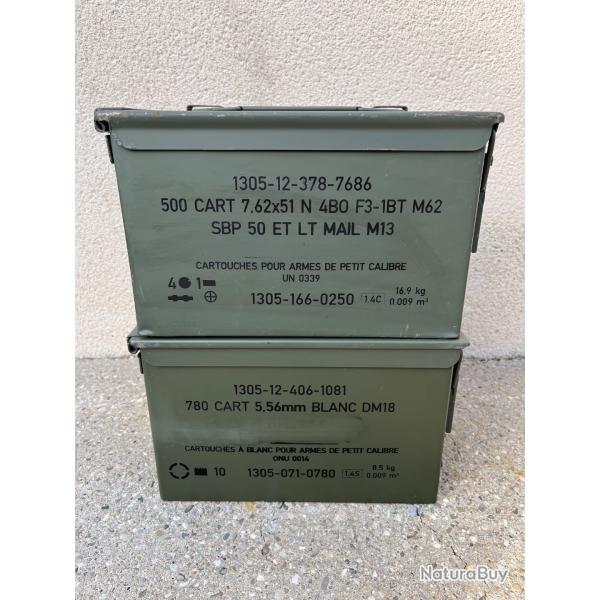 Lot de deux caisses � munitions vides en m�tal