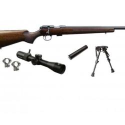 Pack Carabine 22lr CZ 457 Varmint Bois + Lunette + Bipied + Silencieux