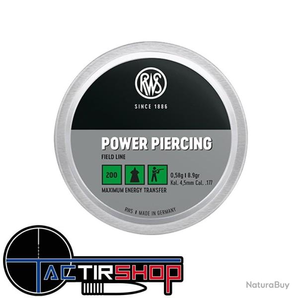 200 Plombs RWS Power Piercing 4.5 mm 8,9 grains