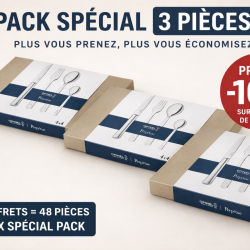 M&eacute;nag&egrave;re Perp&eacute;tue - Pack Sp&eacute;cial 3 Coffrets (3&times;16 pi&egrave;ces) -10% Couverts inox durables & &eacute;l&eacute;gants
