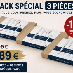 Opinel, M&eacute;nag&egrave;re Perp&eacute;tue - Pack Sp&eacute;cial 3 Coffrets (3&times;16 pi&egrave;ces) Couverts inox durables & &eacute;l&eacute;gants