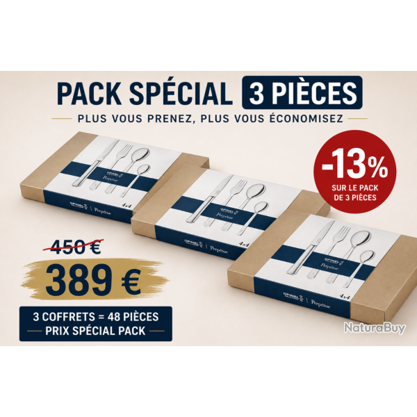 Opinel, M�nag�re Perp�tue - Pack Sp�cial 3 Coffrets (3�16 pi�ces) -10% Couverts inox durables & �l�g