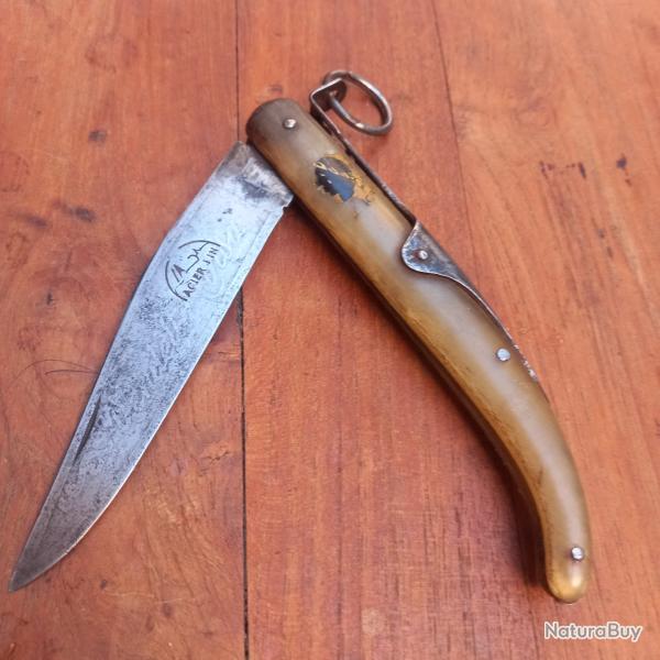 Ancien Couteau CORSE VENDETTA � Palme ACIER FIN Manche en Corne