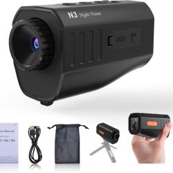 Monoculaire Vision Nocturne Infrarouge 300m HD 1080P Zoom 5X &Eacute;cran 2" Rechargeable Chasse Camping