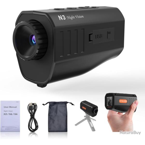 Monoculaire Vision Nocturne Infrarouge 300m HD 1080P Zoom 5X �cran 2" Rechargeable Chasse Camping