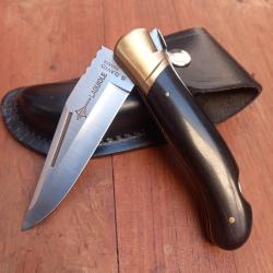 Gros Couteau de Chasse LAGUIOLE G.DAVID  Manche en Bois &Eacute;tui en cuir