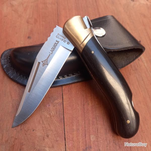 Gros Couteau de Chasse LAGUIOLE G.DAVID  Manche en Bois �tui en cuir