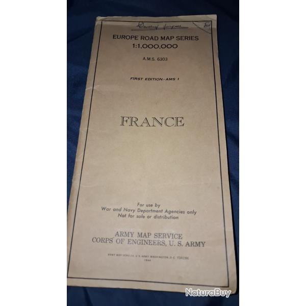 Carte routi�re de France -am�ricaine WW2 originale