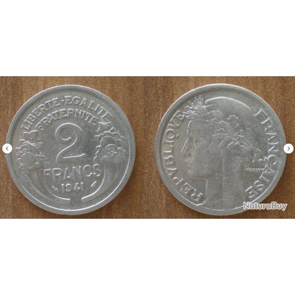 France 2 Francs 1941 Morlon Alu Neuve Piece Frcs Frs Frc