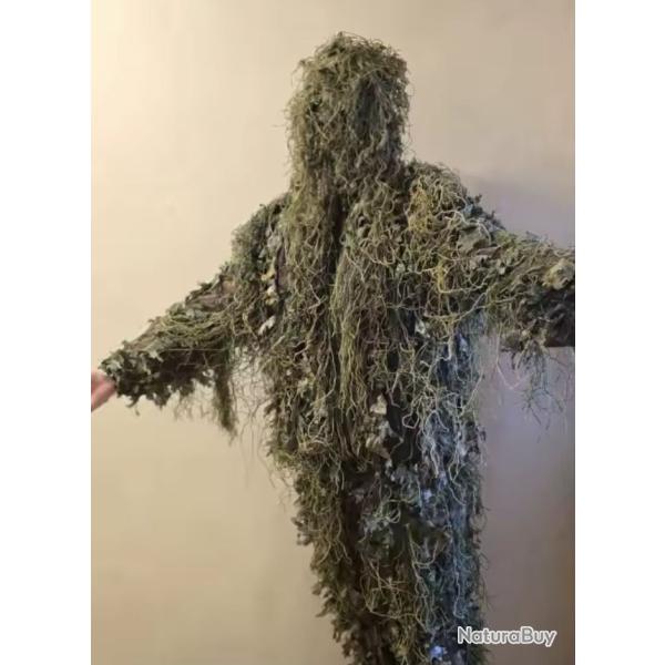 Combinaison Ghillie 3D camouflage chasse - Tenue furtive sniper for�t Paintball Airsoft Observation