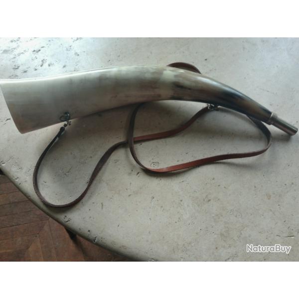 corne de chasse en corne naturelle embout elless