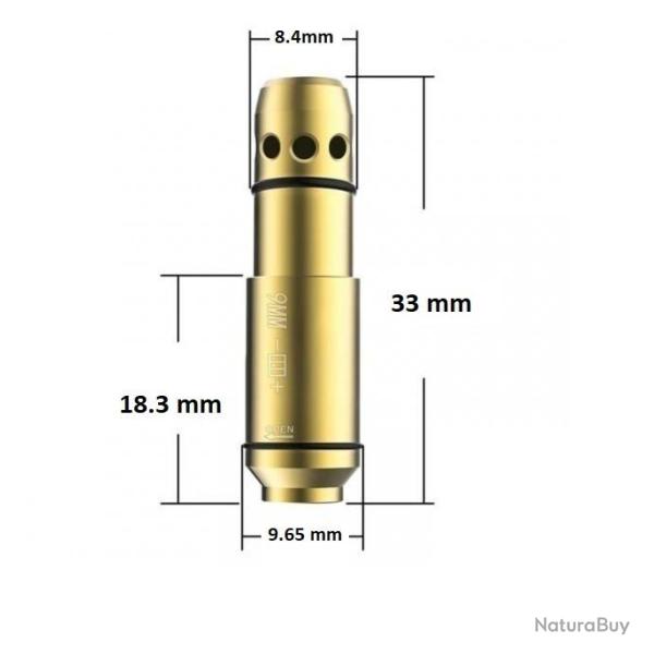 Cartouche laser de r�glage,de manipulation et de tir d'entrainement pour arme 9 mm