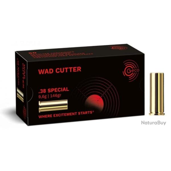 MUNITION GECO 38 SPECIAL WAD CUTTER BOITE DE 50