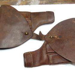 Lot de 2 &eacute;tuis holster en cuir pistolet double chargeurs