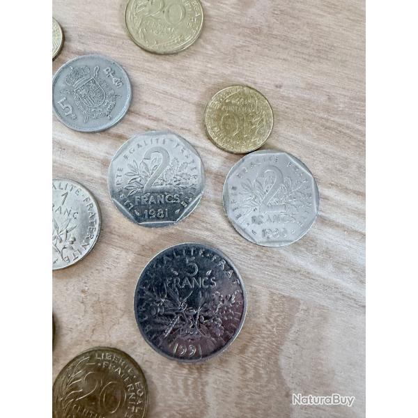 Lot de pi�ces de monnaie en franc