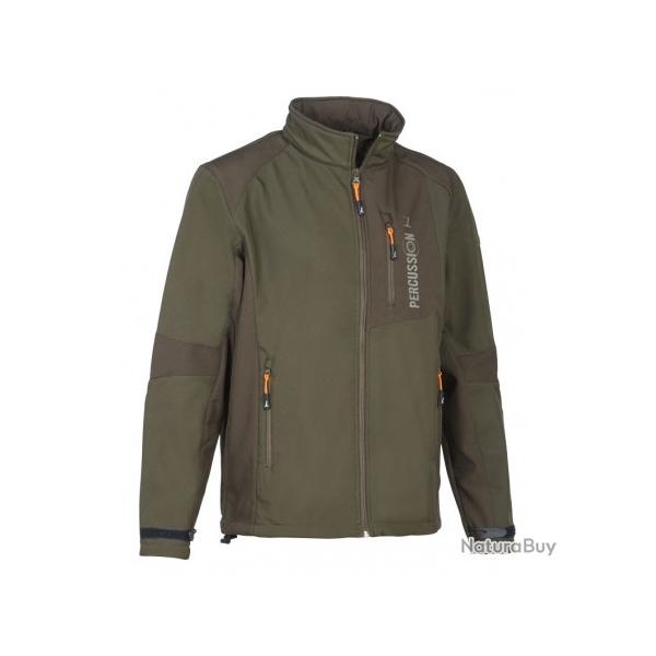 blouson de chasse softshell percussion marron kaki