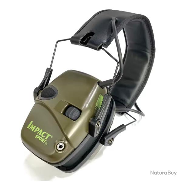 Casque Antibruit Tir �lectronique vert - 20dB R�duction Bruit  - Amplification sonore