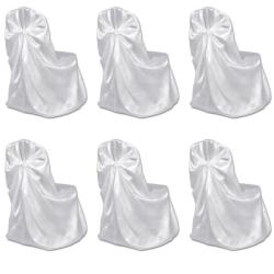Housse chaise polyester blanche 110x140 cm lavable r&eacute;utilisable lot 6