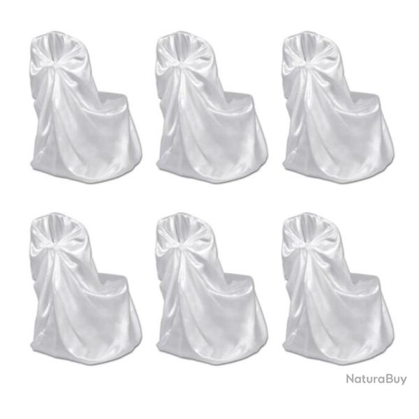 Housse chaise polyester blanche 110x140 cm lavable r�utilisable lot 6